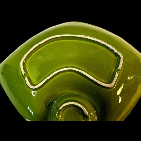 MCM California Pottery #743 Chip & Dip Serving Dish Green & Orange Glaze - Picture 7 of 9